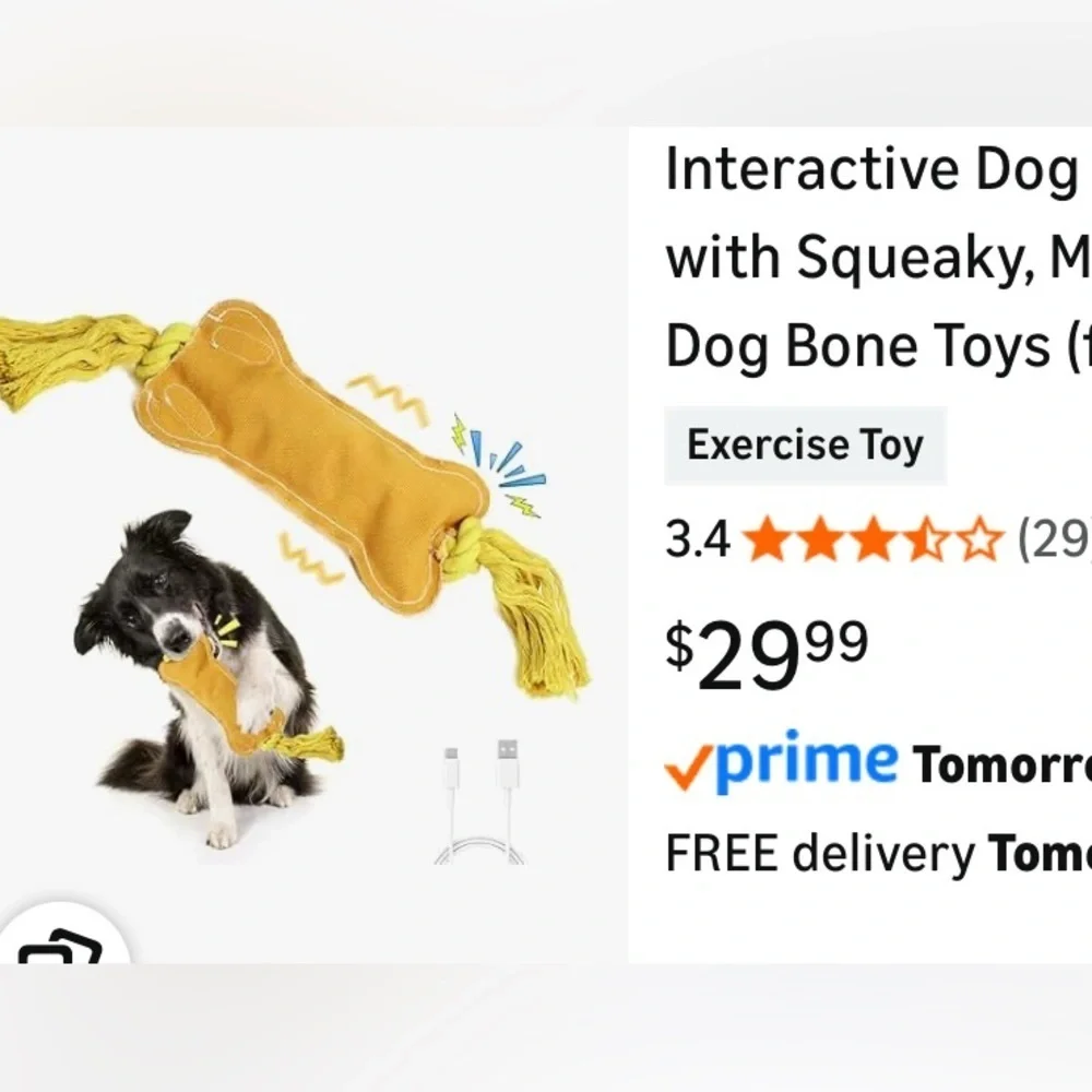 NEW Interactive Dog Toys Wiggles Tails with Squeaky, Motion Activated Dog Toy
